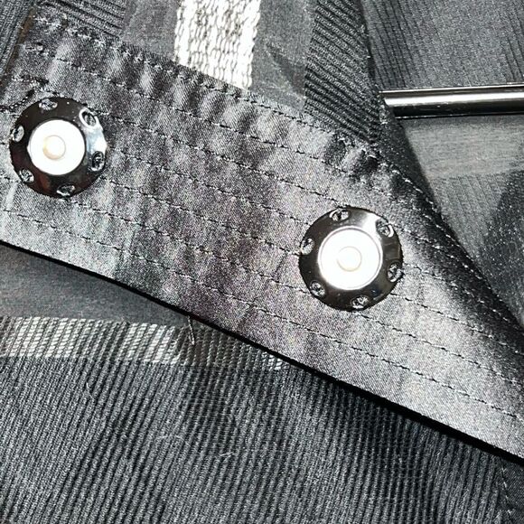 NWOT Per Se by Carlisle Black White Stripe Satin Trim Trench Coat Womens Sz 0 - Picture 8 of 11